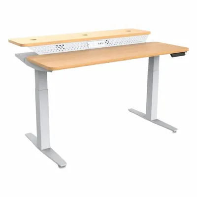 VERSADESK Electric Sit-Stand Desk: Maple, Wood, 48 in Overall Wd, 30 in Overall Dp - Electric Adjustable-Height Desks