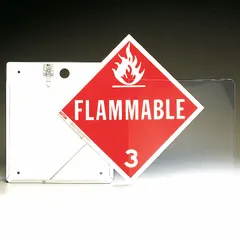 Aluminum back plate placard holder measuring 11 7/8 inches wide by 13 3/4 inches high. Used for mounting placards on vehicles in industrial and commercial settings.