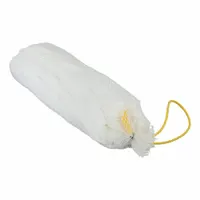 This sorbent sock is designed for skimming oil-based fluids from sumps, bilges, and tanks. It features a white polypropylene outer skin and polypropylene filler, with a rope connector for retrieval. Each sock has a 5-inch diameter, 18-inch length, and 10-gallon capacity. Supplied in a 12-pack