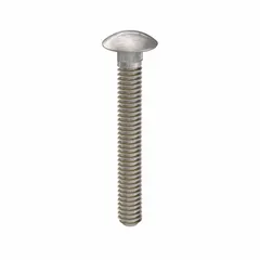 These 316 stainless steel carriage bolts feature a square neck that prevents rotation during tightening, making them suitable for fastening metal to wood or metal in corrosive environments. Each bolt is 2 inches long with a 1/4"-20 thread size and plain finish. Supplied in a 10-pack.