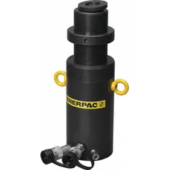 50-ton nominal capacity lock nut ram with 6 in nominal stroke and 10.60 sq in effective area. Designed for controlled load holding in lifting, pressing, and maintenance tasks where mechanical locking maintains position without continuous hydraulic pressure.