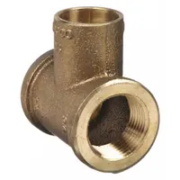 NIBCO Sweat Fitting Tee: 3/4 in Pipe x 3/4 in Pipe x 3/4 in CTS, FNPT x FNPT x Cup, Low Lead Bronze (MPN 710-3-LF 3/4)