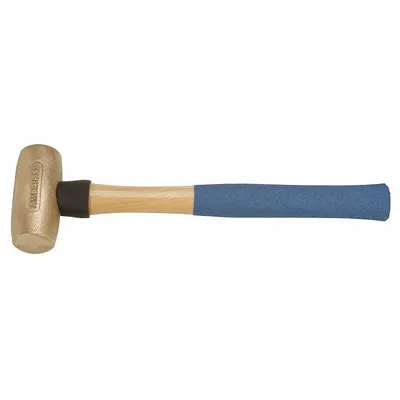 AMERICAN Bronze Mallet: Wood Handle, Textured Grip, 4 lb Head Wt, 1 1/2 in Dia - Bronze Mallets