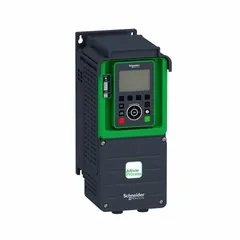 Three-phase output variable frequency drive from the Altivar ATV900 series. Rated 5 hp with IP21 enclosure, no bypass, and compact form factor. Suitable for speed and torque control of three-phase AC motors in applications such as conveyors, pumps, and fans.