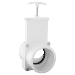 This 3-inch PVC gate valve features a rising stem, solid wedge, and lever operation for on/off flow control in industrial piping systems. With FIPS x MIPS ends and a 30 psi CWP rating, it is suited for water, chemical, or corrosive fluid handling applications. The TPE seat and 304 stainless steel stem provide corrosion resistance.