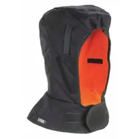 This universal hard hat liner provides thermal protection for the ears, head, and neck. It features a fire-resistant outer shell and a 100% polyester fleece lining, with hook-and-loop closure and attachment. The liner includes an integrated neck shade and is reusable. Suitable for cold environments where flame hazards may be present