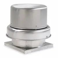 Centrifugal downblast roof exhaust fan for clean-air ventilation. Belt-drive with included drive pack. 13 3/4 in wheel, 2,391 cfm. Open dripproof, standard-efficiency motor, 208-230/460V AC, single speed. Unassembled, square base. Suitable for general exhaust in commercial and industrial spaces where high static pressure is not required