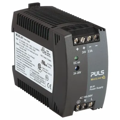 PULS DC Power Supply: DIN Rail, 60 W Output Power - Rated, 2.5 A Current - Output - DIN Rail Mount DC Power Supplies