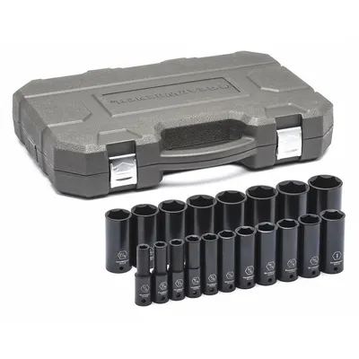 GEARWRENCH Socket Set: 3/8 in Drive Size, 3/8 in to 1 1/2 in Socket Size Range - SAE Impact Socket Sets