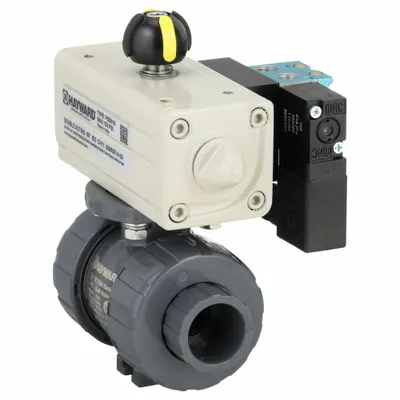 HAYWARD FLOW CONTROL PVC Double-Acting Pneumatically-Actuated Ball Valve - PVC Pneumatically-Actuated Ball Valves