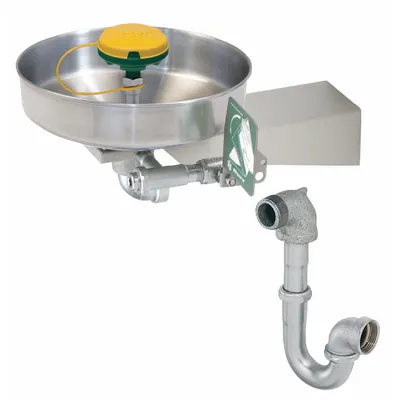 HAWS Plumbed Eyewash: Std, Wall Mnt, Eyes and Face Coverage, Covered - Wall-Mount Eyewash Stations
