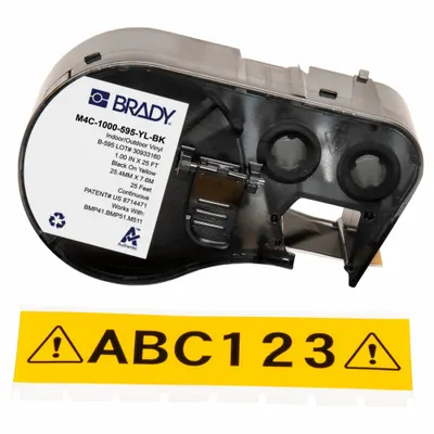BRADY M4C-1000-595-YL-BK Combined Label and Ribbon Cartridge - Brady Continuous Label Roll Cartridges