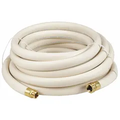 This 50 ft washdown hose assembly features a 1 in inside diameter, white antimicrobial EPDM cover, and is rated for 300 psi and temperatures from -40° to 210°F. It is equipped with male NPSH by female NPSH connections. Typical applications include industrial washdown, cleaning equipment, and processing areas in food, beverage, and sanitary environments.