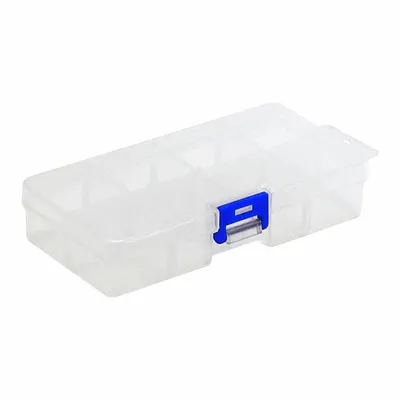 QUANTUM STORAGE SYSTEMS Compartment Storage Box: 5 1/2 in x 2 3/4 in x 1 1/4 in, Clear - Small Parts Compartmented Boxes with Adjustable Dividers
