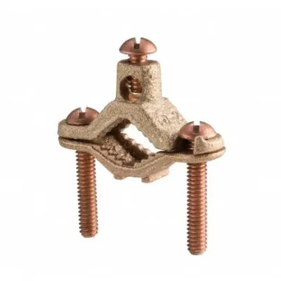 NVENT ERICO Grounding Connector: Bronze, 10 AWG SOL to 2 AWG STR Grounding Wire Size - Pipe Ground Clamps
