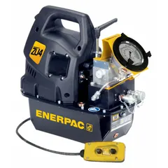 This corded electric hydraulic pump unit operates at 115V AC and delivers a maximum flow rate of 60 cu in/min. It is designed for powering single-acting or double-acting hydraulic cylinders in industrial maintenance, construction, and manufacturing applications requiring up to 10,000 psi operating pressure. The pump features a 4-way valve configuration.