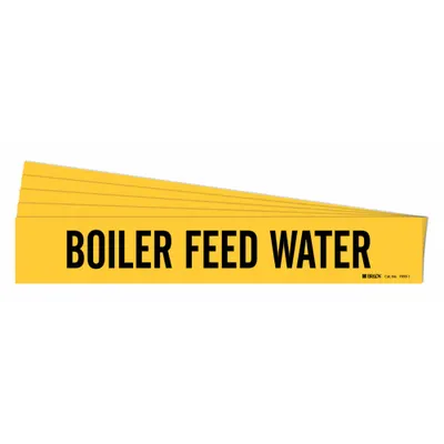 BRADY Pipe Marker: Boiler Feed Water, Yellow, Black, Fits 2 1/2 to 7 7/8 in Pipe O.D. - Boiler Feed Water Adhesive Pipe Markers