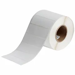Inkjet print-receptive acrylic label roll with permanent adhesive. Contains 750 precut labels measuring 1 in x 3 in. Compatible with J2000 printer series. Used for industrial identification, asset tagging, cable marking, and equipment labeling.