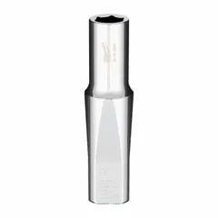 This MILWAUKEE anti-roll hand socket features a 3/8 in drive and 11/32 in socket size with a 6-point deep configuration. Constructed from chrome, it is designed for fastening and loosening fasteners in maintenance and repair tasks. The anti-roll shape prevents the socket from rolling on sloped surfaces.