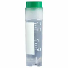 APPROVED VENDOR 3012G Polypropylene Cryogenic Vial, 2 mL, Self-Standing, Sterile, Colorless with Green Closure
