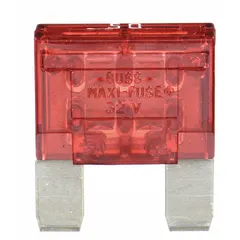 BUSSMANN MAX Series fast-acting automotive fuse rated 50 A at 32 V DC. Standard profile, non-indicating design for overcurrent protection in vehicle electrical systems. Suitable for use in cars, trucks, and other 12 V or 24 V DC circuits requiring rapid circuit interruption.