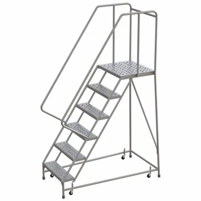 BALLYMORE Rolling Ladder: 5 ft Platform Ht, Assembled, Aluminum, Wt-Actuated - Aluminum Weight-Actuated Ladders