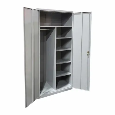 LYON Commercial Clearview Shelf Cabinet, 72" H x 36" W, Gray, Unassembled - Commercial Clearview Shelf Cabinets