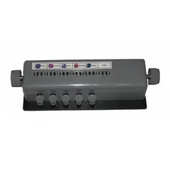 Manual differential counter for use with microscopes. Overall dimensions: 9 3/4 in length, 3 1/4 in width, 2 in height. Includes carry case for portability. Used for manual counting and differentiation of cell types in laboratory samples.
