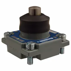 Plunger-type actuator head for use with 9007C series limit switches. Features a top-mounted plunger with momentary contact action. Suitable for position sensing in industrial automation applications where linear actuation is required.