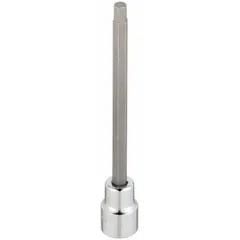 This hex bit socket features a fixed insert design with an 8 mm hex tip, suitable for driving hex-head fasteners. With a 3/8 in drive size and overall length of 4 13/16 in, it is used in assembly, maintenance, and repair tasks.