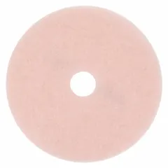 19-inch diameter round burnishing pad made of synthetic polyester fiber. 1-inch thickness, rated for maximum speed of 3,000 RPM. Supplied in a pack of 5. Used with floor burnishing machines to restore gloss on resilient floors.