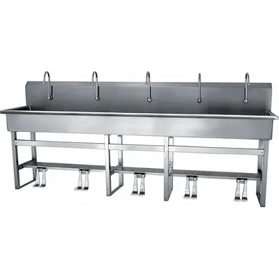 SANI-LAV 510FS Five-Station Freestanding Wash Station with Faucets - Five-Station Freestanding Wash Stations with Faucets