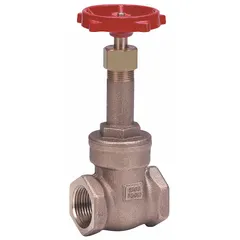 This bronze rising stem gate valve features FNPT threaded ends for straightforward installation in piping systems. The bronze wedge and bonnet provide corrosion resistance in water, oil, and gas applications requiring full-port on/off flow control. Rated for 300 psi CWP, it is suited for general purpose industrial and commercial service.