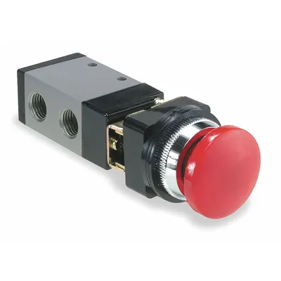 ARO Manual Air Control Valve: MaxAir, Four-Way / Two-Position, Button, Red - ARO MaxAir Series Manual Air Control Valves