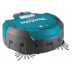 The MAKITA DRC200Z is a standard robotic vacuum cleaner designed for automated floor cleaning. It operates on 18V DC power and features a 5/8-gallon vacuum capacity. The unit includes a wireless remote control for convenient operation; battery is not included.