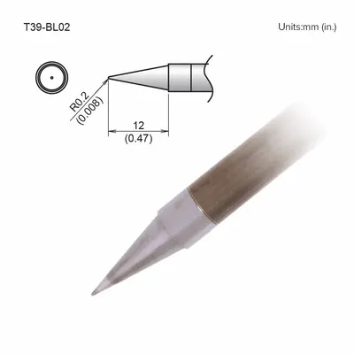 HAKKO T39-BL02 T39 Series Conical Soldering Tip, 0.2 mm Width, 12 mm Length - T39 Series Soldering Tips