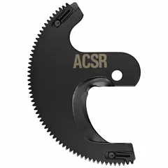 Aluminum replacement blade designed for use with DEWALT DCE155 and DCE155D1 tools. Cuts 590 ACSR, 159 ACSR, 75 MCM copper, or 1 MCM aluminum conductors. Suitable for cable preparation and termination tasks.