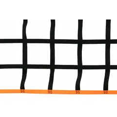 This bulk roll of polypropylene netting is used to contain items on pallet racks, preventing falls and reducing damage. The black netting measures 600 inches long by 96 inches wide with a 1/8 inch thickness. Hardware is not included; the netting can be cut to size for custom installation.