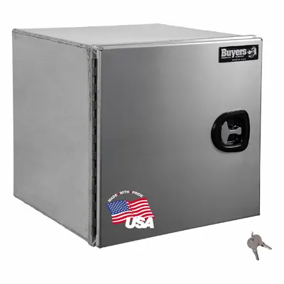 BUYERS PRODUCTS Single Barn-Door Box, Silver, 18 in Depth, Keyed Lock - Single Barn-Door Boxes