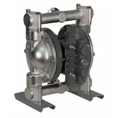 This FDA-compliant air-operated double-diaphragm pump features a 316 stainless steel body, 1 1/2 in Tri-Clamp connections, and delivers 46 gpm with a maximum head of 231 ft. It includes PTFE check valves and 316 SS seat material. Typical applications include sanitary fluid transfer in food, beverage, pharmaceutical, and other hygienic processing environments.