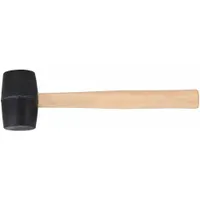 Rubber Mallet: Wood Handle, 16 oz Head Wt, 2 1/8 in Dia, 3 7/8 in Head Lg, 13 in Overall Lg, Black