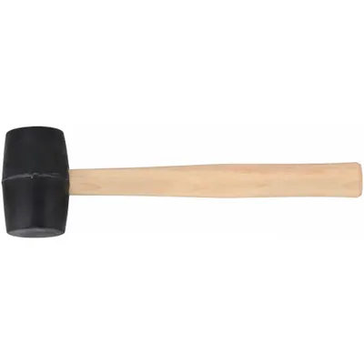 WESTWARD Rubber Mallet: Wood Handle, 16 oz Head Wt, 2 1/8 in Dia, 3 7/8 in Head Lg - Rubber Mallets