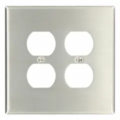 General-purpose wall plate for covering 2-gang electrical boxes. Jumbo size provides extra coverage for oversized or irregular wall openings. Constructed of stainless steel for corrosion resistance. Suitable for indoor or outdoor use in residential, commercial, or industrial settings.