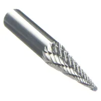 This double-cut pointed-end cone bur is designed for material removal, deburring, and shaping in metalworking and fabrication. The pointed cone profile enables access to tight angles and contours, while the double-cut geometry provides efficient stock removal. Head size is 1/4" x 1" with a 1/4" shank