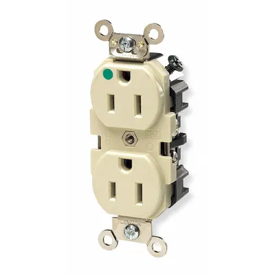 LEVITON Receptacle: Hospital Grade Fed. Spec., Duplex, 5-15R, Gray, 125V AC, 15 A - General Purpose Receptacles