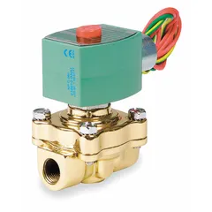 This 2-way/2-position normally closed solenoid valve has a 3/4 in pipe size and operates on 120V AC. The watertight coil enclosure allows use in damp or washdown environments. It is suited for on/off flow control of liquids or gases in industrial automation, irrigation, and process control systems.