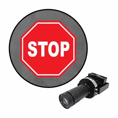 VISUAL WORKPLACE Safety Sign: LED Safety Sign, 2-Way Stop, Projector with Lens - LED Sign Projector Lens