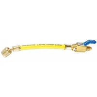 YELLOW JACKET Hose: 9 in Lg, 45° Angle, Yellow, Rubber, Single Hose, Ball Valve (MPN 25002)