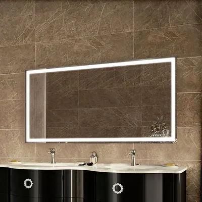 KETCHAM Bathroom Mirror: Rectangular, Glass, 36 in Overall Ht, 60 in Overall Wd - Lighted Vanity Bathroom Mirrors