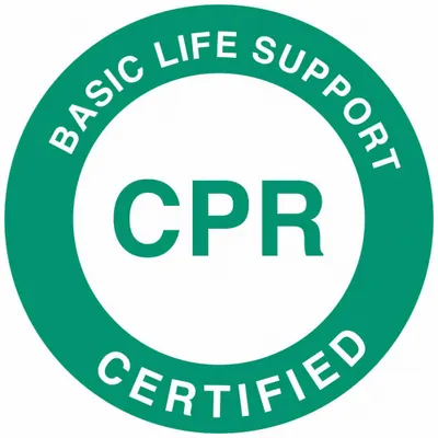 BRADY Hard Hat Label: Basic Life Support Certified CPR, 2 in Dia, English, Non-Reflective - Safety